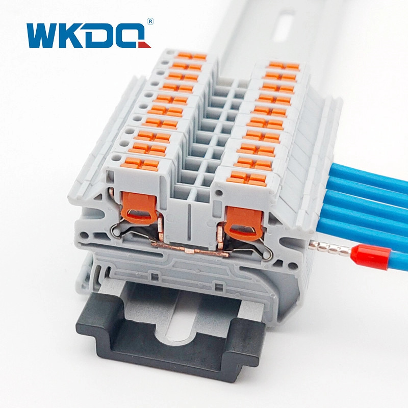 4mm2 Cable Din Rail Push In Bloque de terminales Anti Inflamación 24 AWG