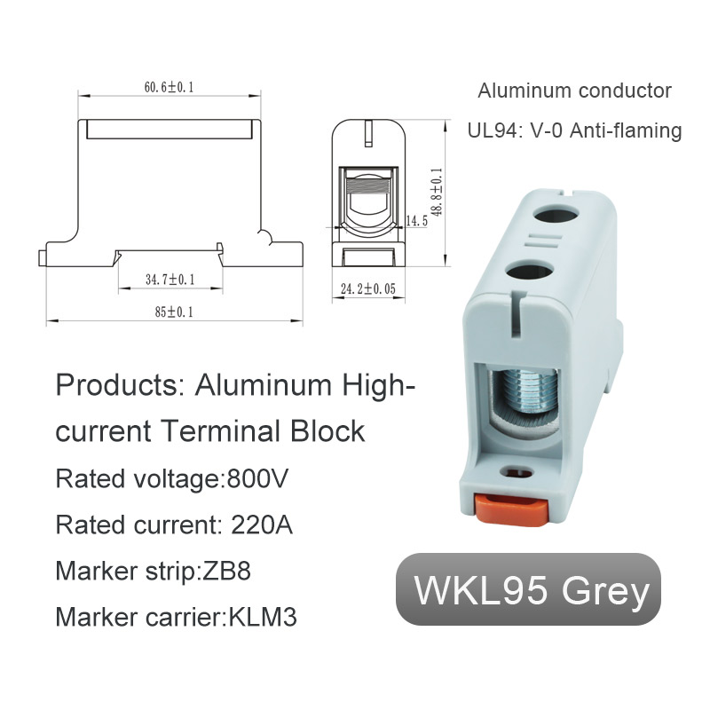Bloque de terminal de aluminio DIN Rail